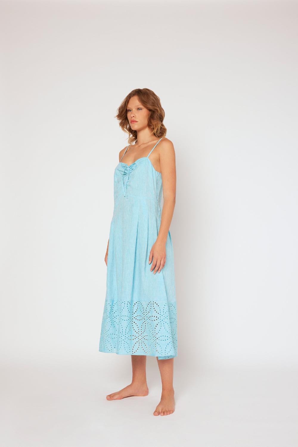 120% Lino Midi Linen Dress Negozio
