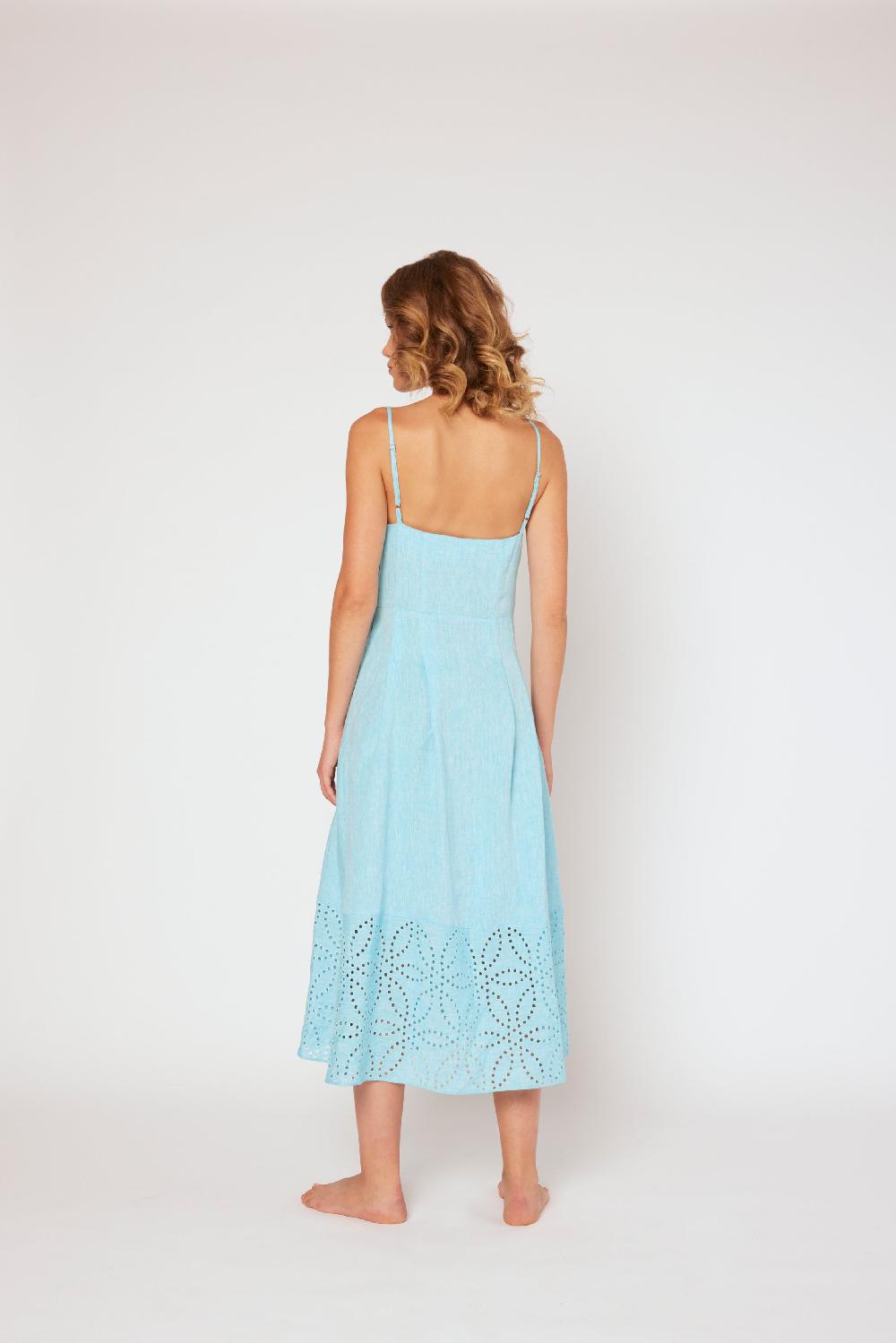 120% Lino Midi Linen Dress Negozio