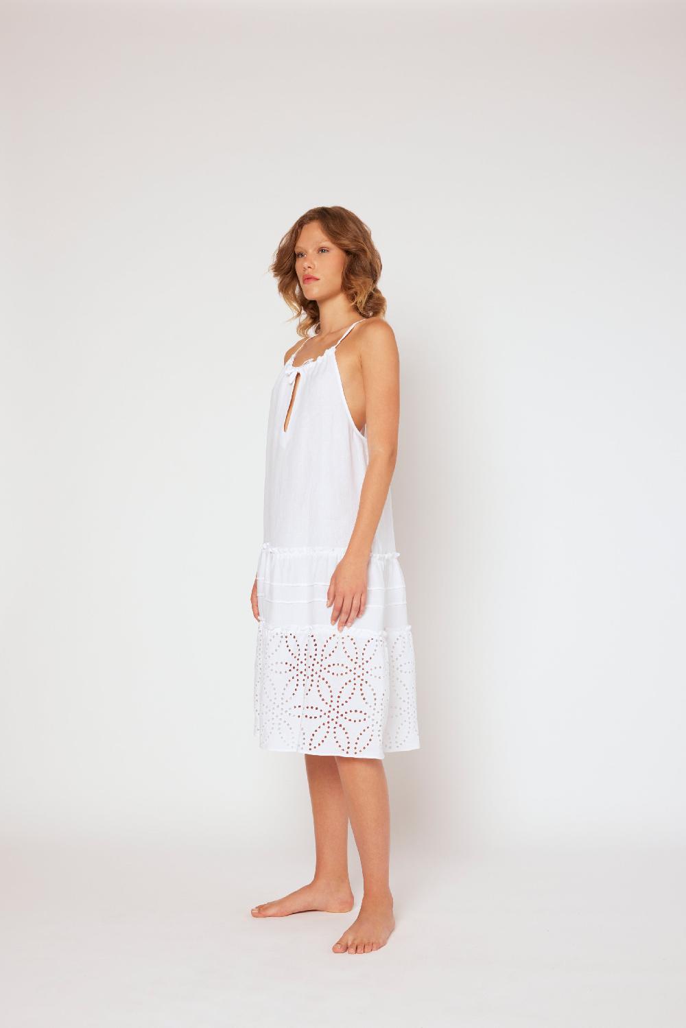 120% Lino Halter Short Dress Italia