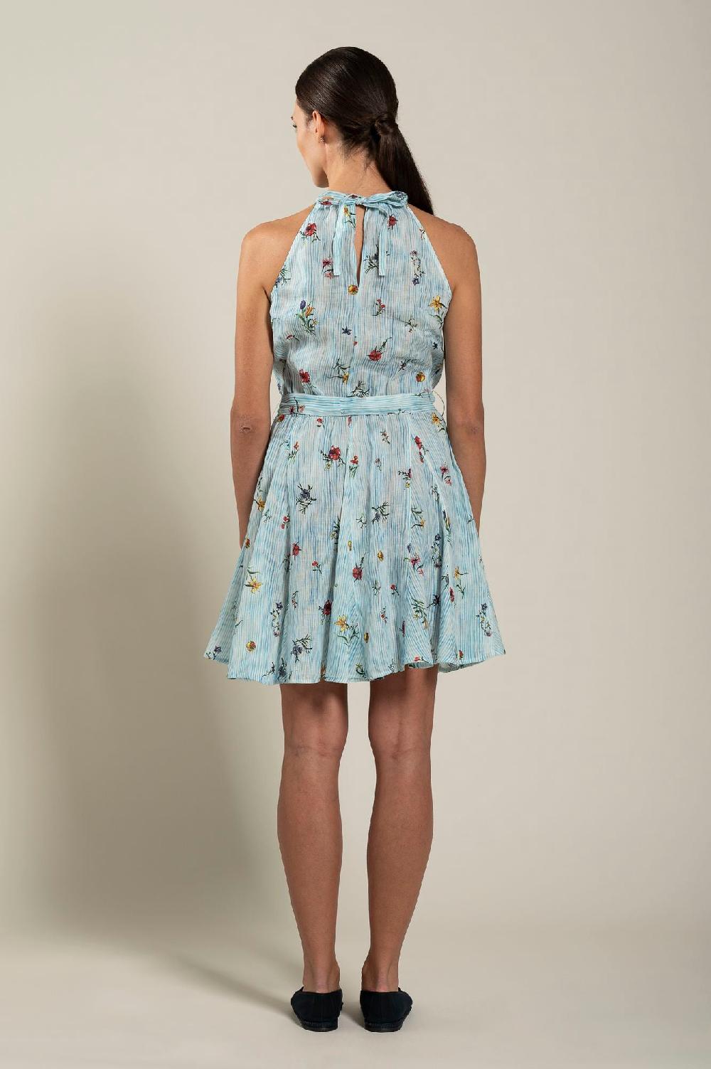 120% Lino Woman Striped Dress With Belt Negozi Online