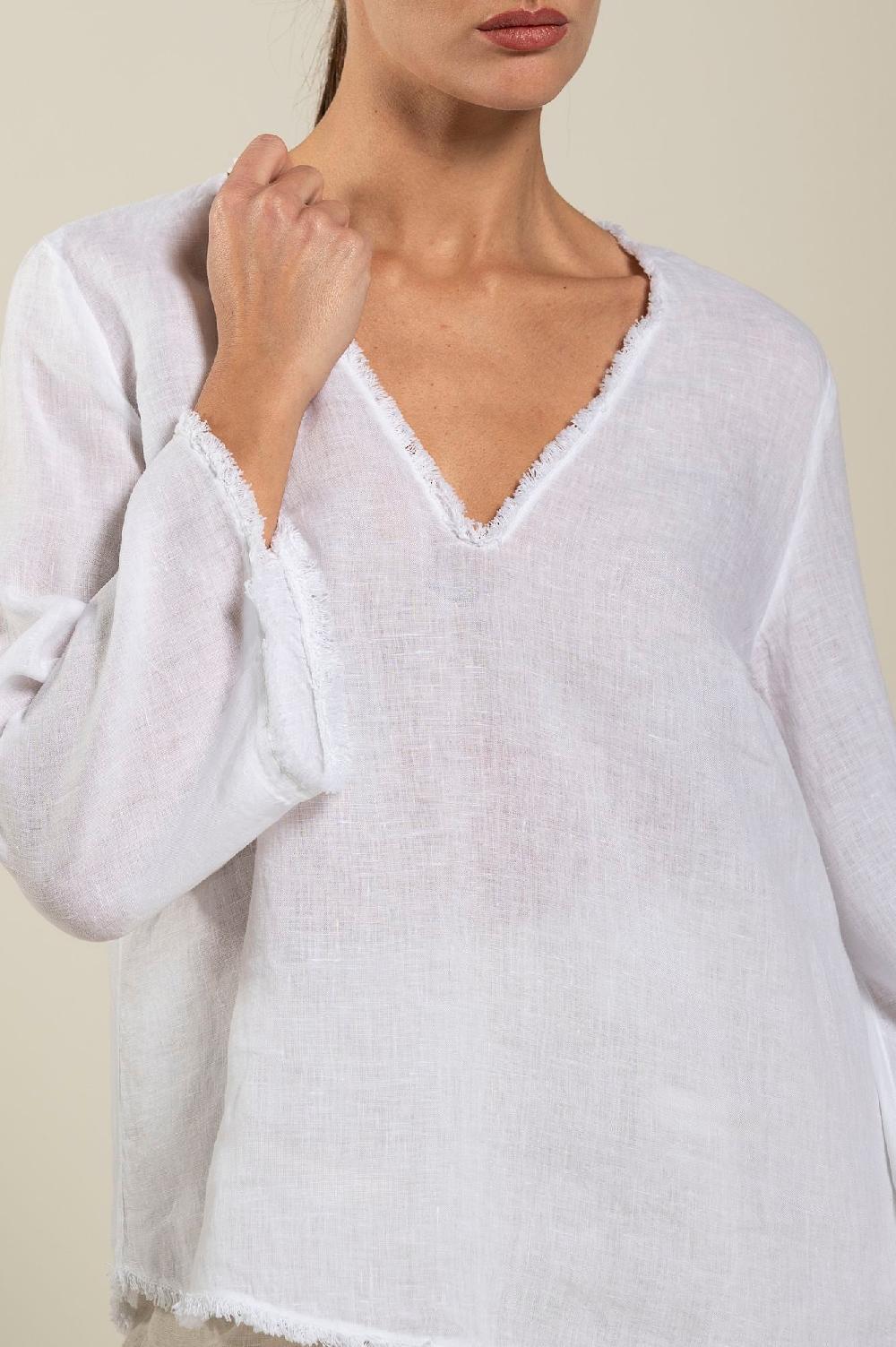 120% Lino Long Sleeve Woman Blouse Shopping Online