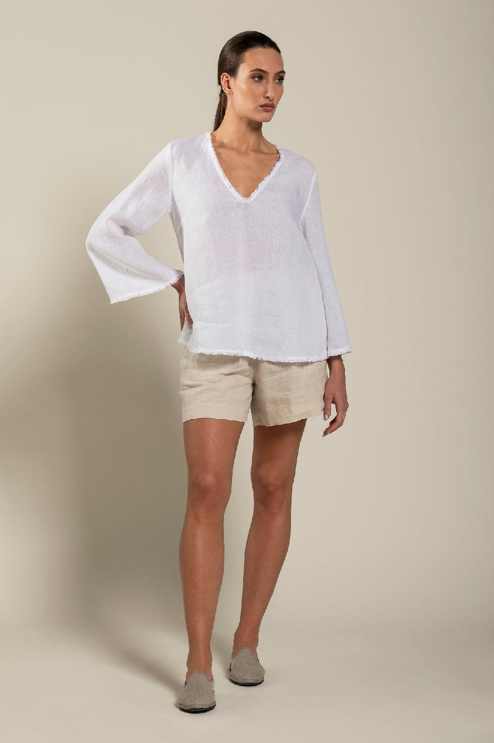 120% Lino Long Sleeve Woman Blouse Shopping Online