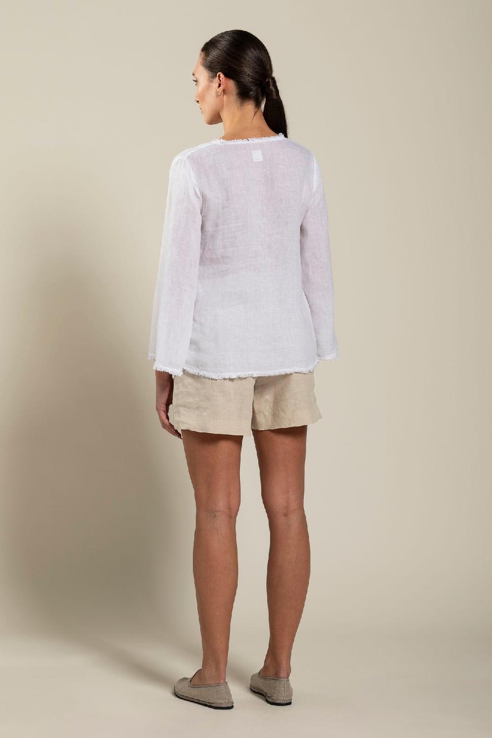 120% Lino Long Sleeve Woman Blouse Shopping Online