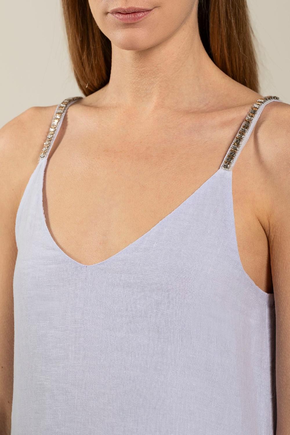 120% Lino Dress with Strap Embelishment Affare Del Giorno