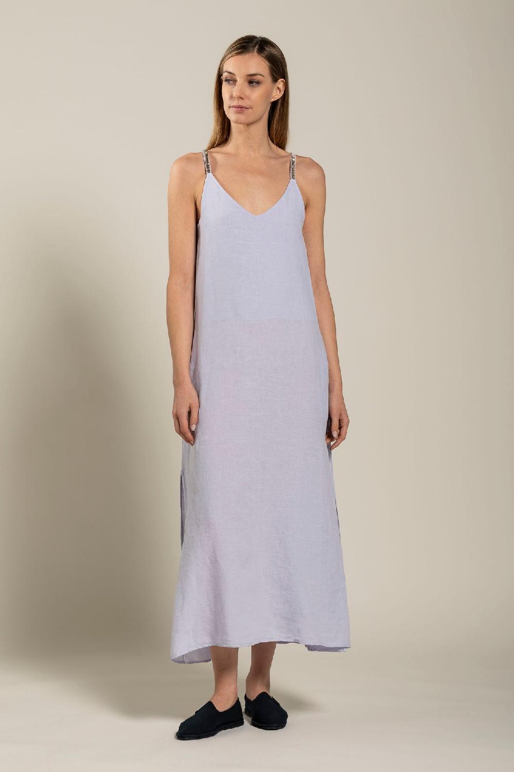 120% Lino Dress with Strap Embelishment Affare Del Giorno