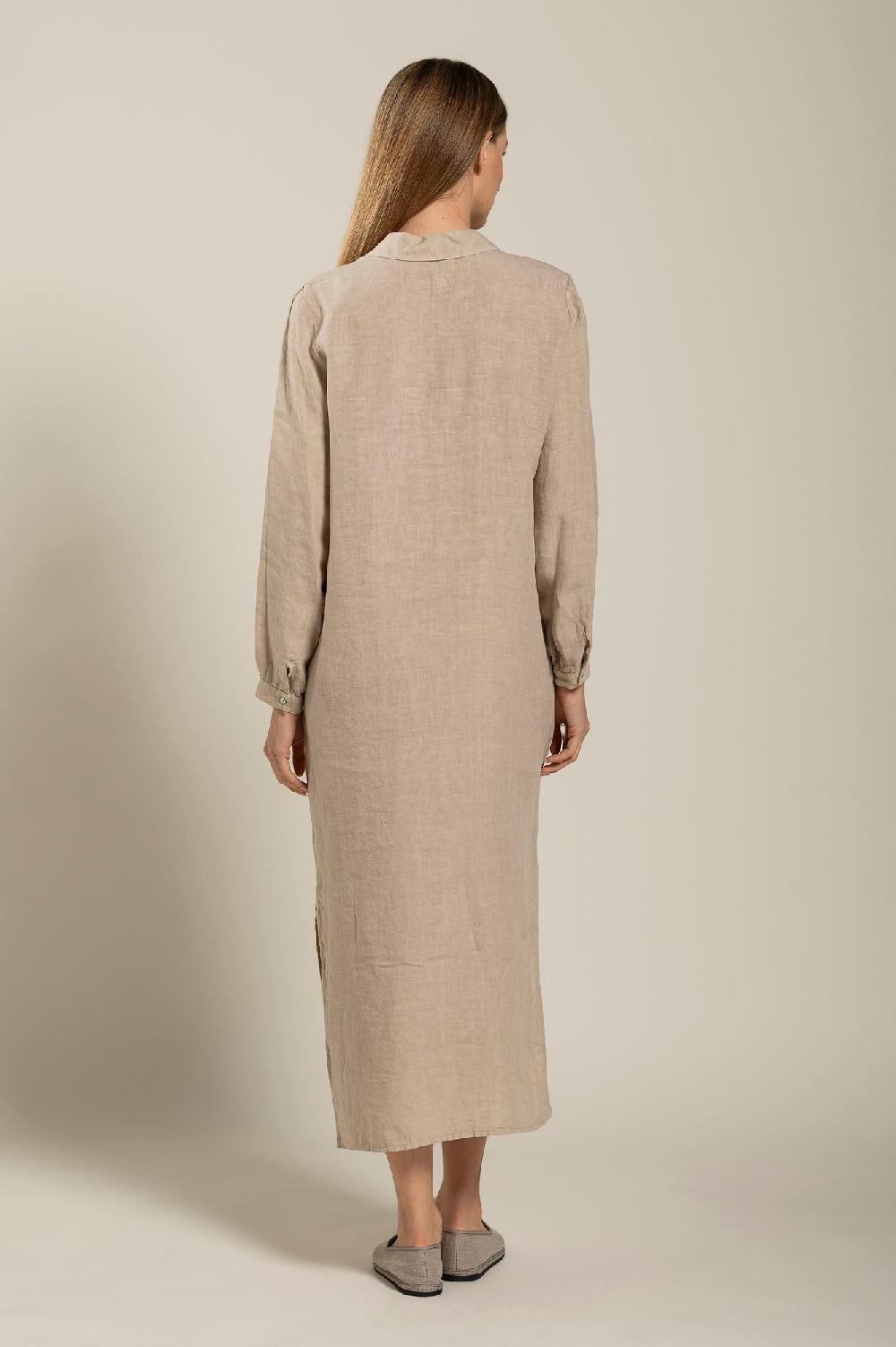 120% Lino Long Sleeve Dress With Pockets Sottocosto