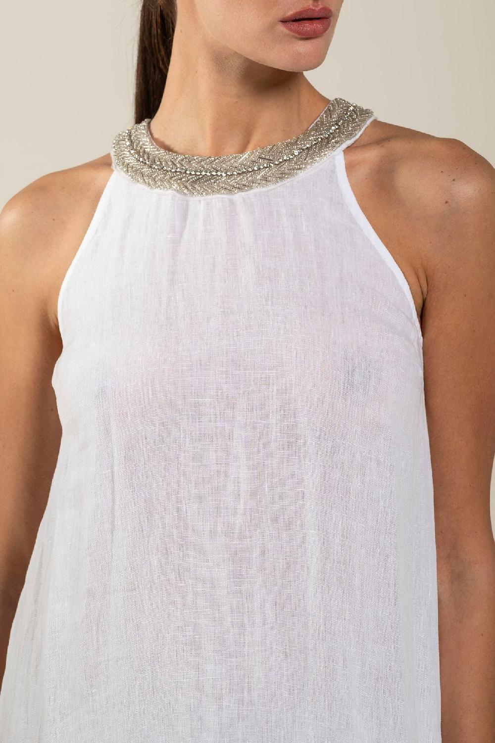 120% Lino Woman Crew Neck Of Paillettes Dress Online