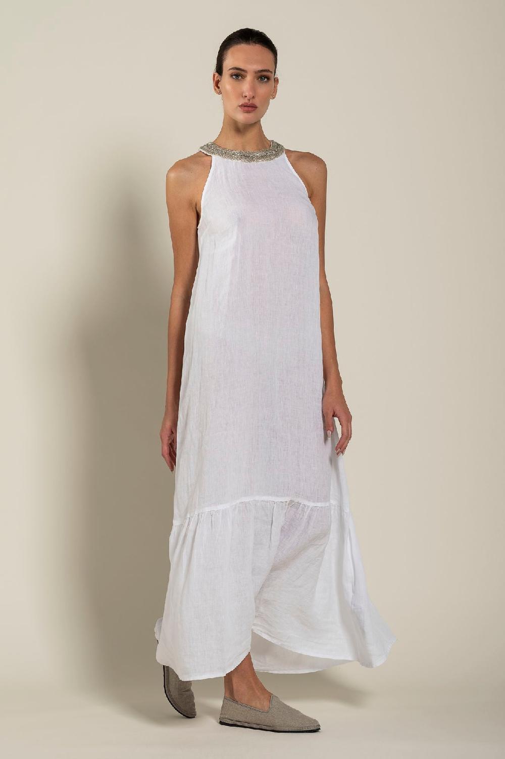 120% Lino Woman Crew Neck Of Paillettes Dress Online