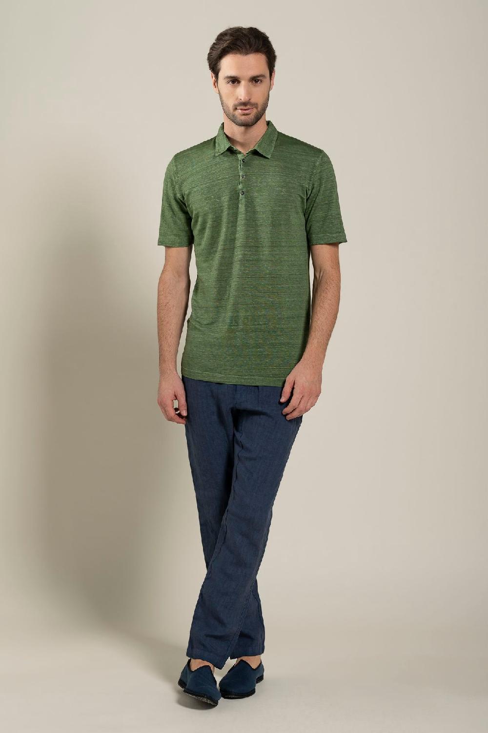 120% Lino Short Sleeve Man T-Shirt Polo Hotsell