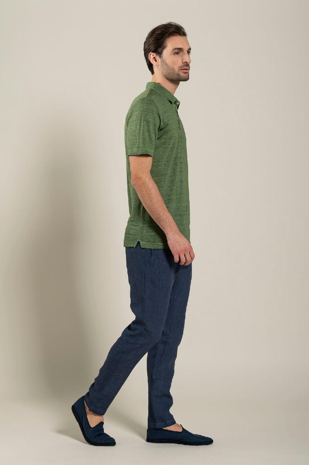 120% Lino Short Sleeve Man T-Shirt Polo Hotsell