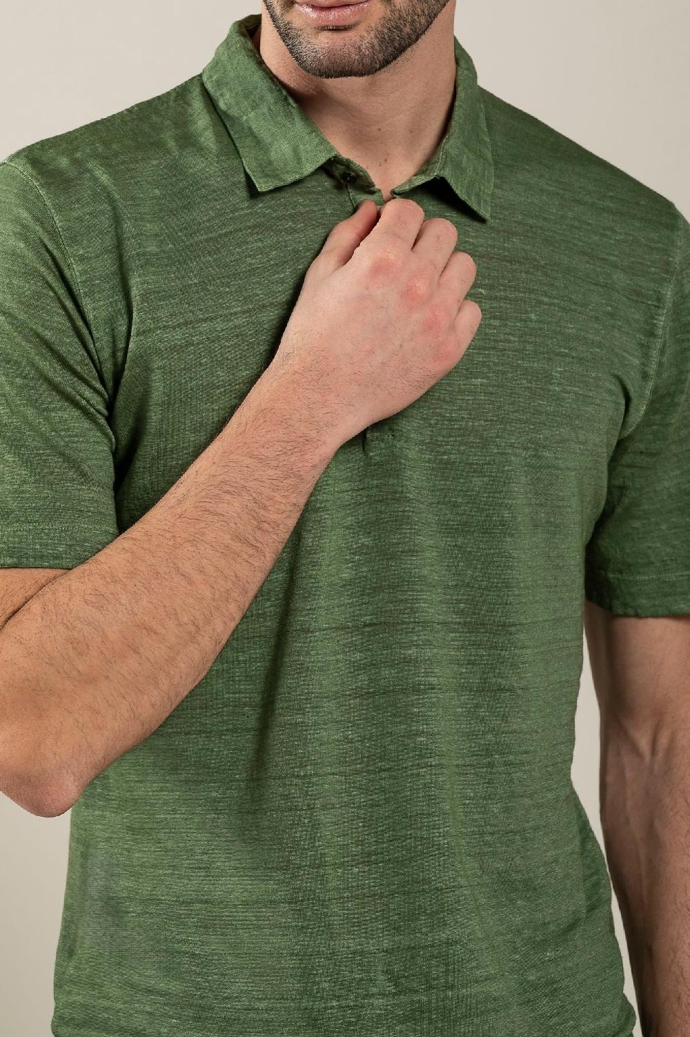 120% Lino Short Sleeve Man T-Shirt Polo Hotsell