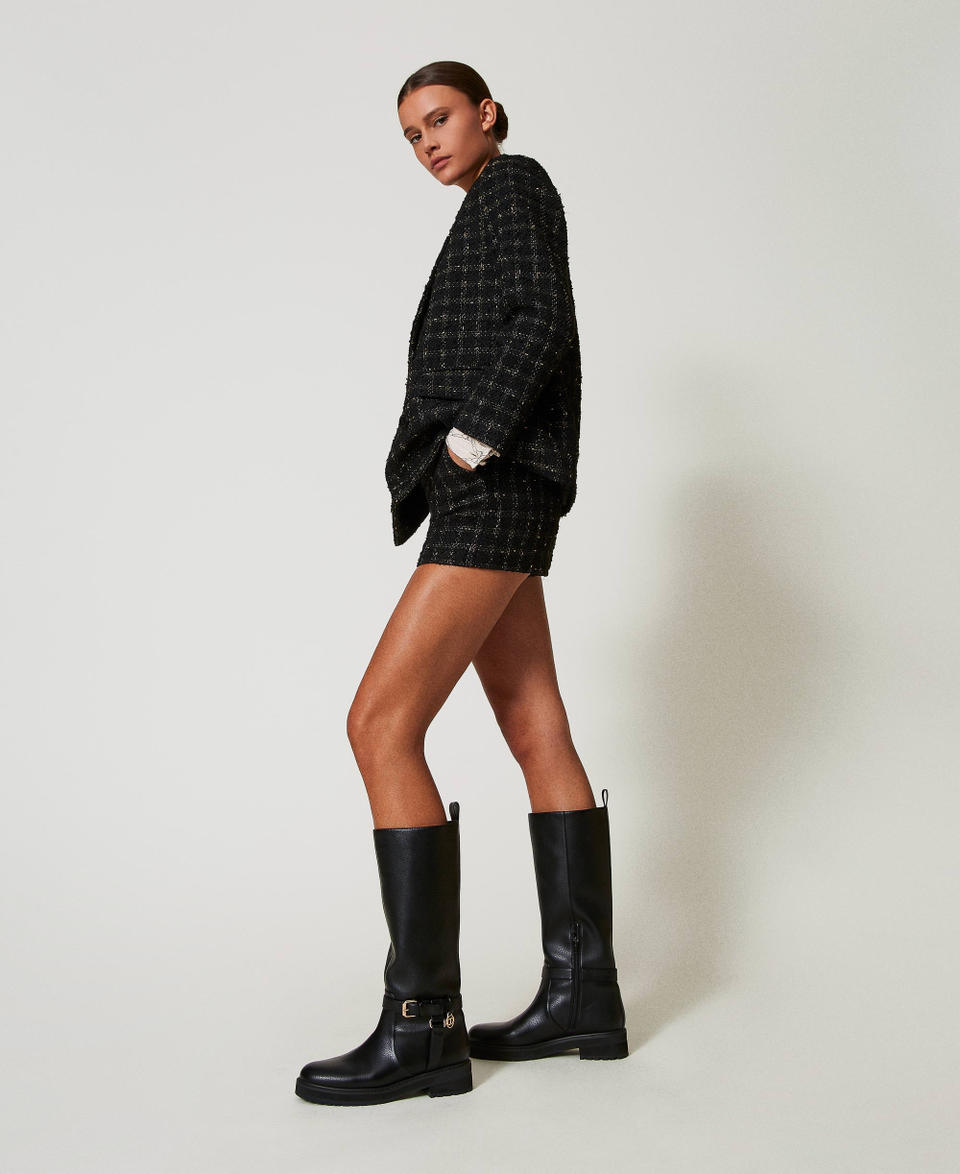 Twin Set Stivali biker in pelle con Oval T Vendita Calda