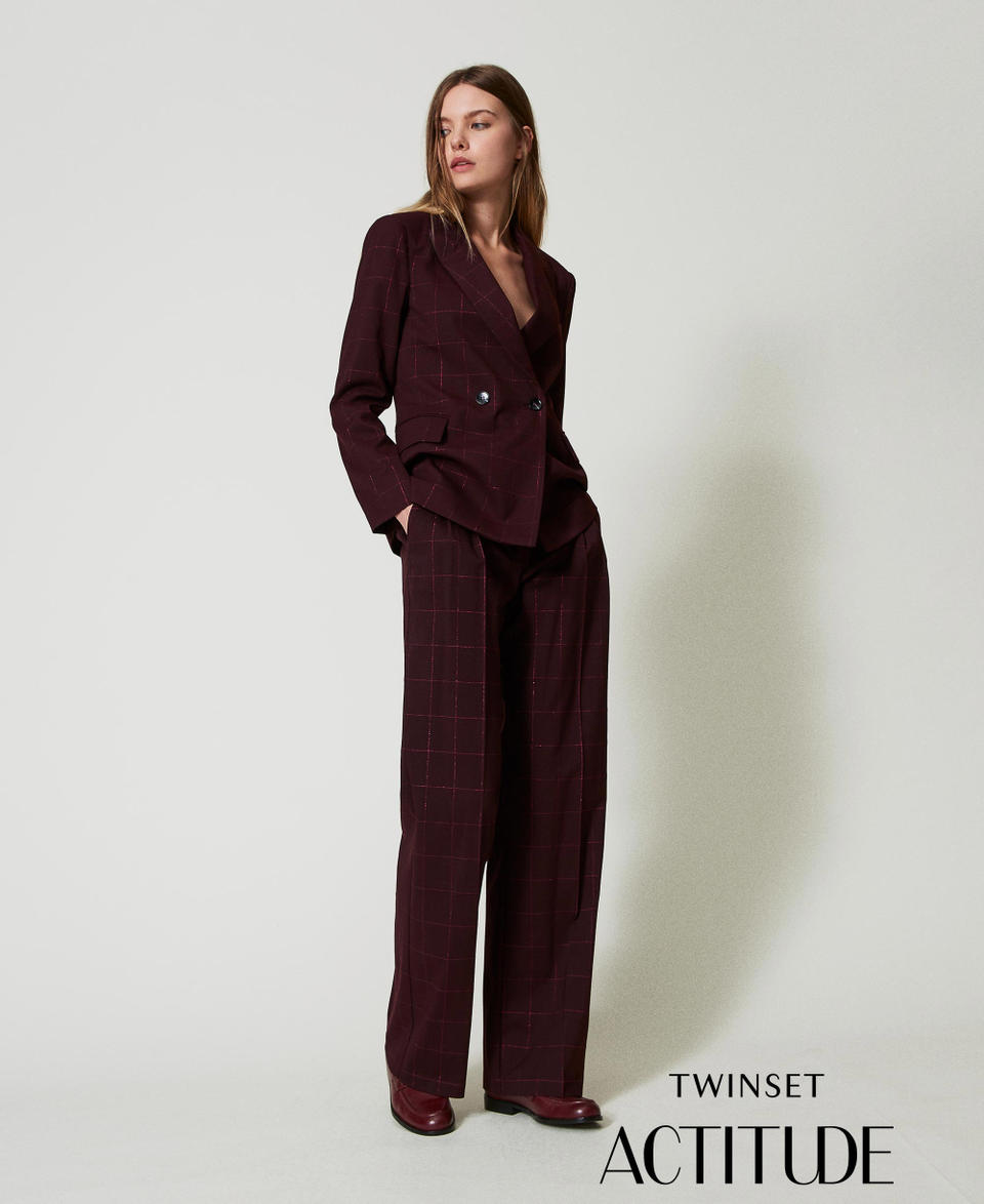Twin Set Pantaloni a palazzo check con lurex Moda
