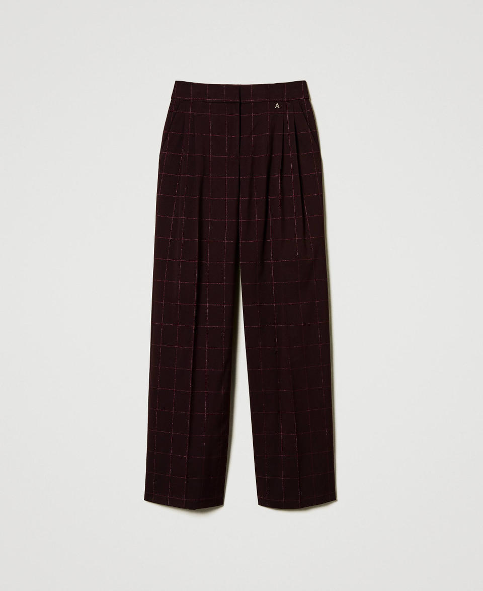Twin Set Pantaloni a palazzo check con lurex Moda