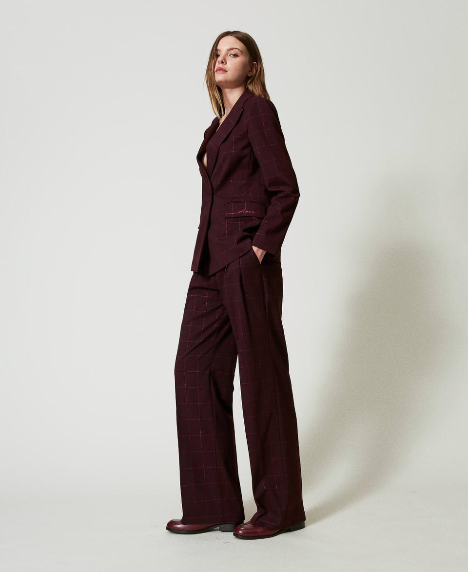 Twin Set Pantaloni a palazzo check con lurex Moda