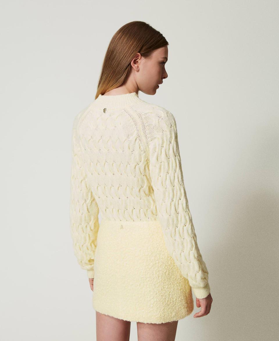 Twin Set Maglia lupetto in misto lana con trecce Italy