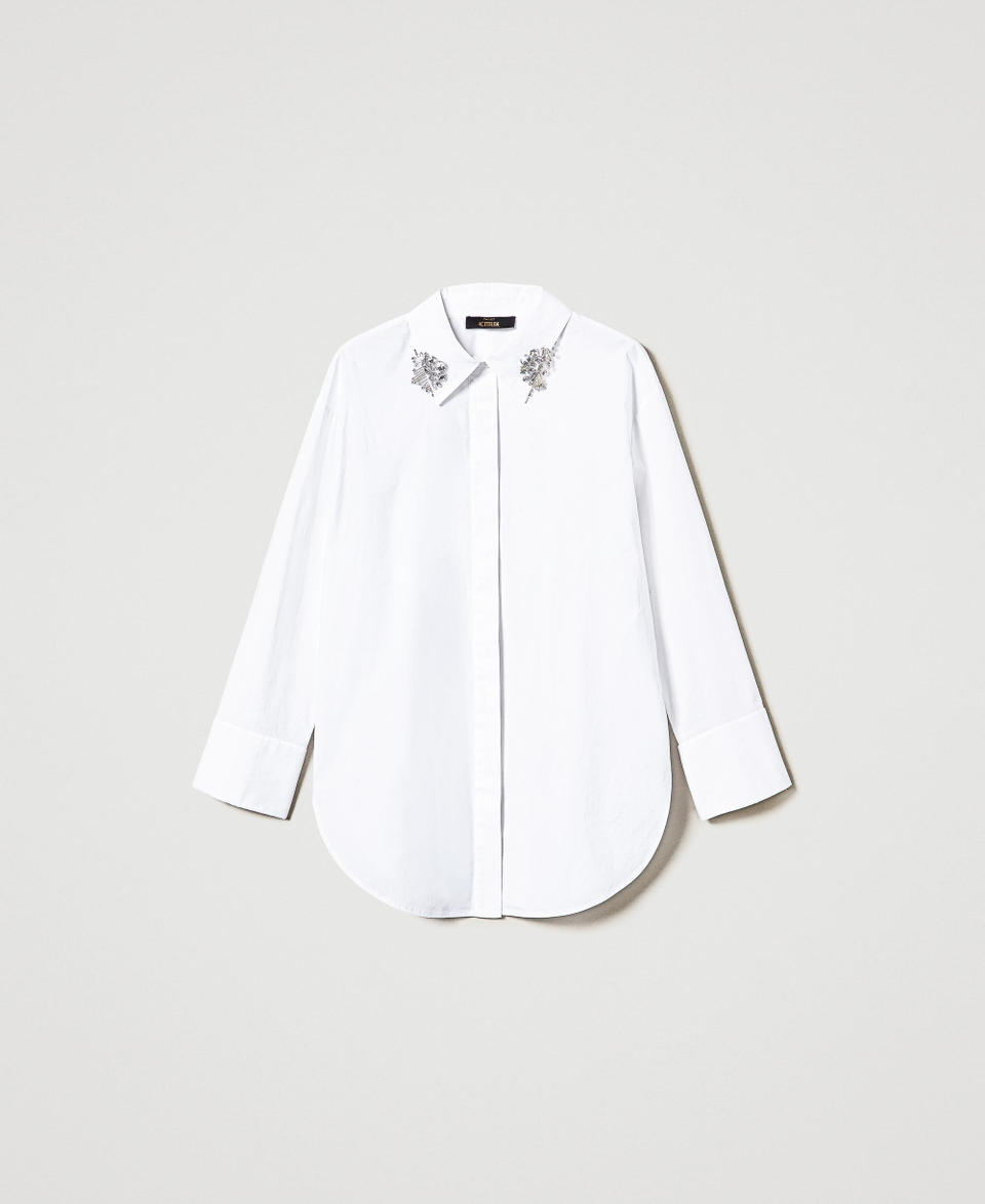 Twin Set Camicia over in popeline con ricami Italia
