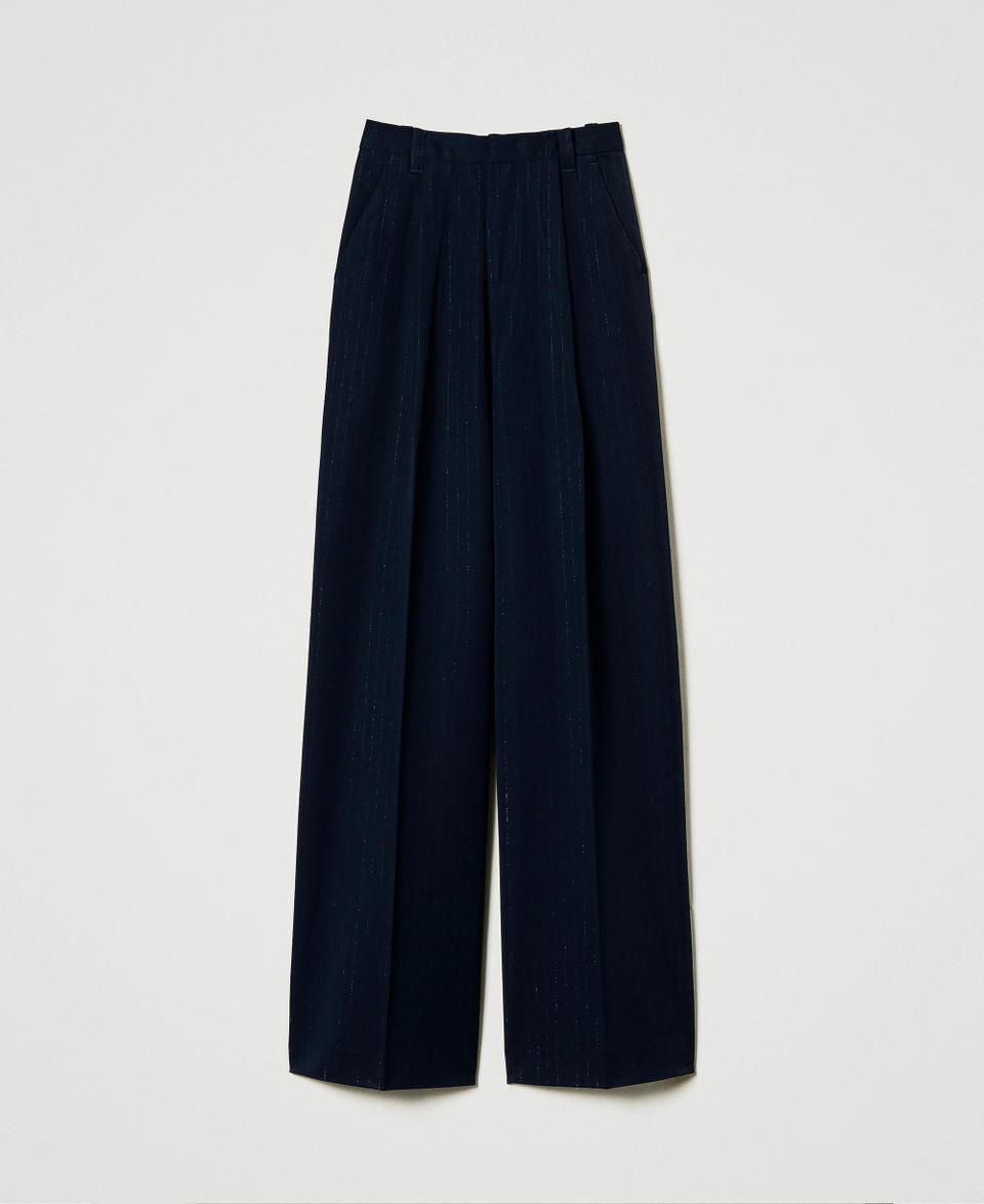 Twin Set Pantaloni wide leg gessati lurex Promozione Limitata