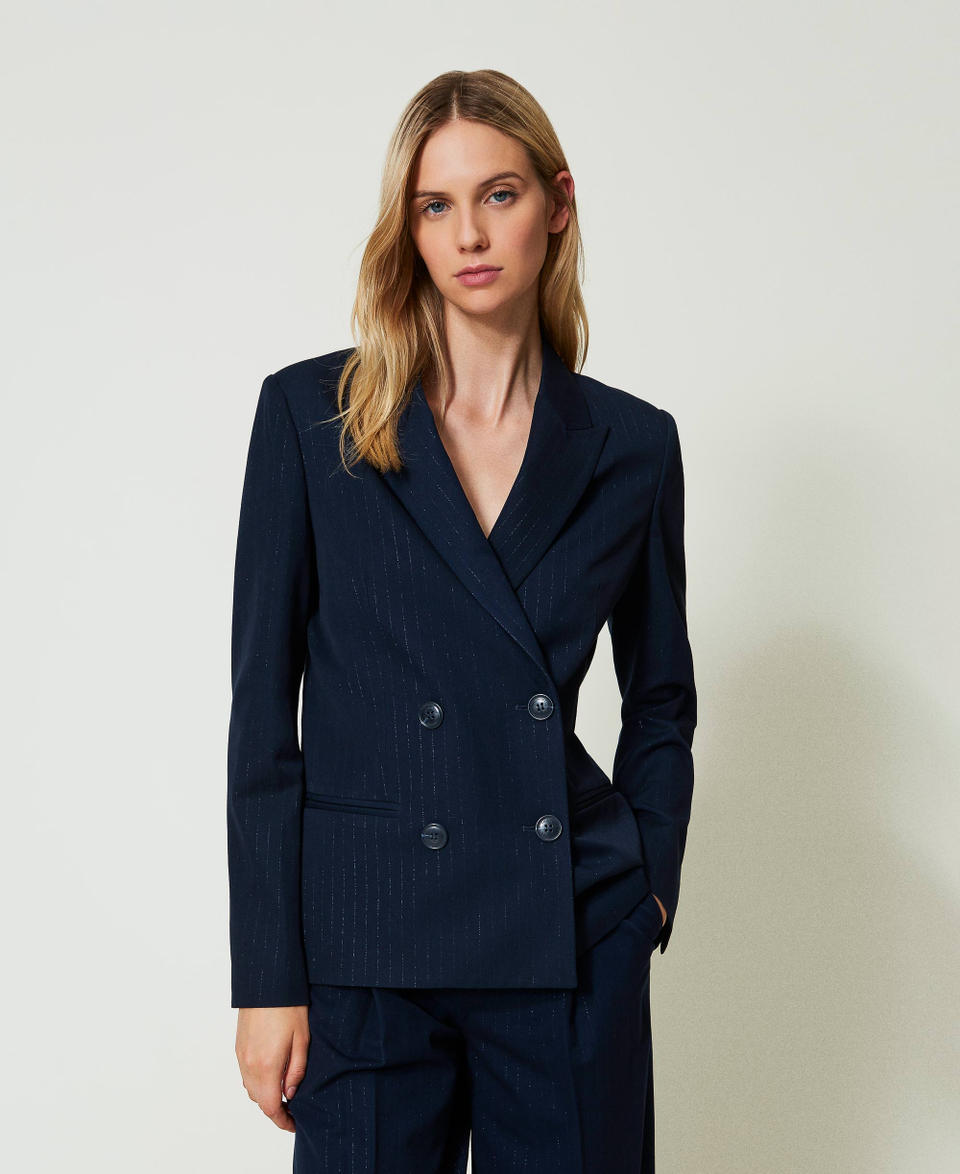 Twin Set Giacca blazer gessata lurex Fino Al -60%