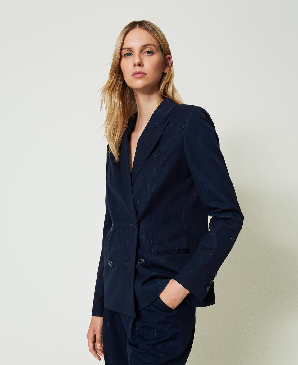 Twin Set Giacca blazer gessata lurex Fino Al -60%