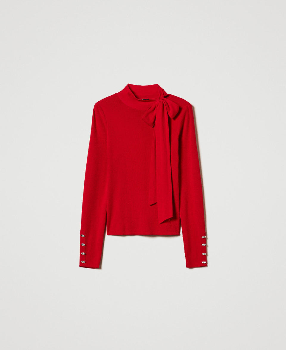 Twin Set Maglia lupetto con fiocco e ricamo Convenienza