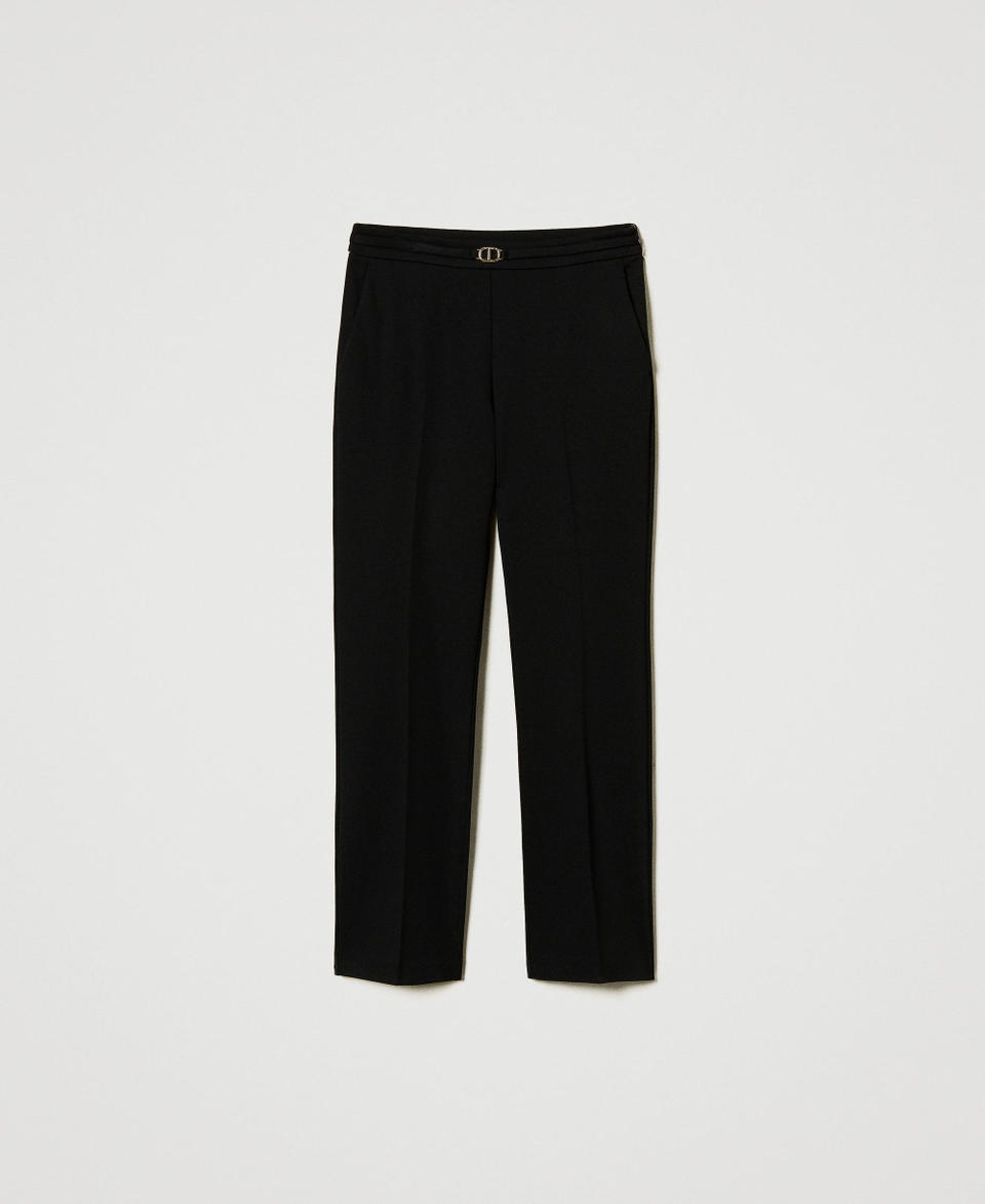 Twin Set Pantaloni con cinturino Oval T e piega Presa