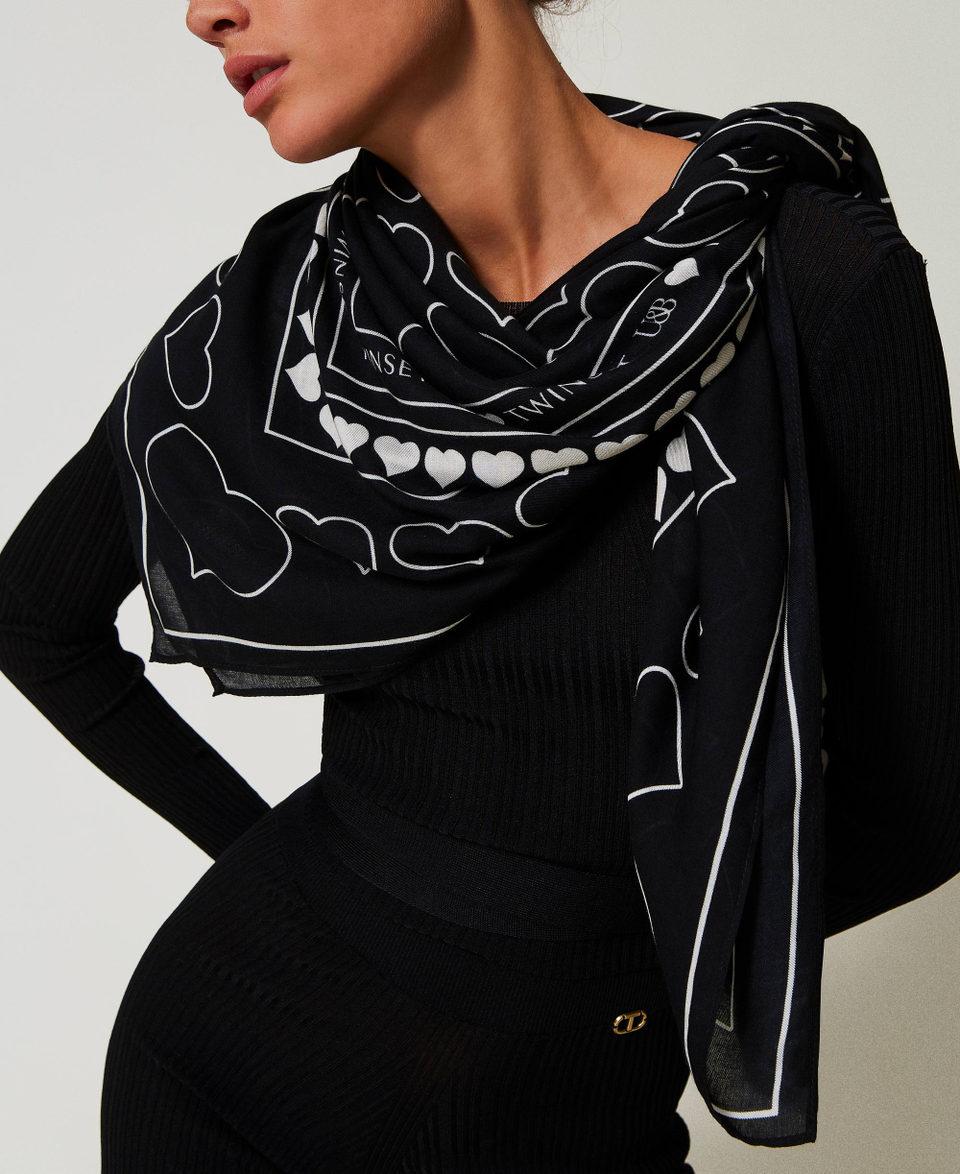 Twin Set Kefiah con stampa logo e cuori Offerte