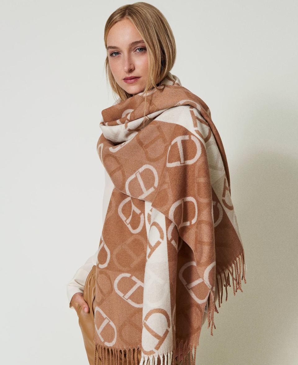 Twin Set Stola in panno jacquard con Oval T Hotsell