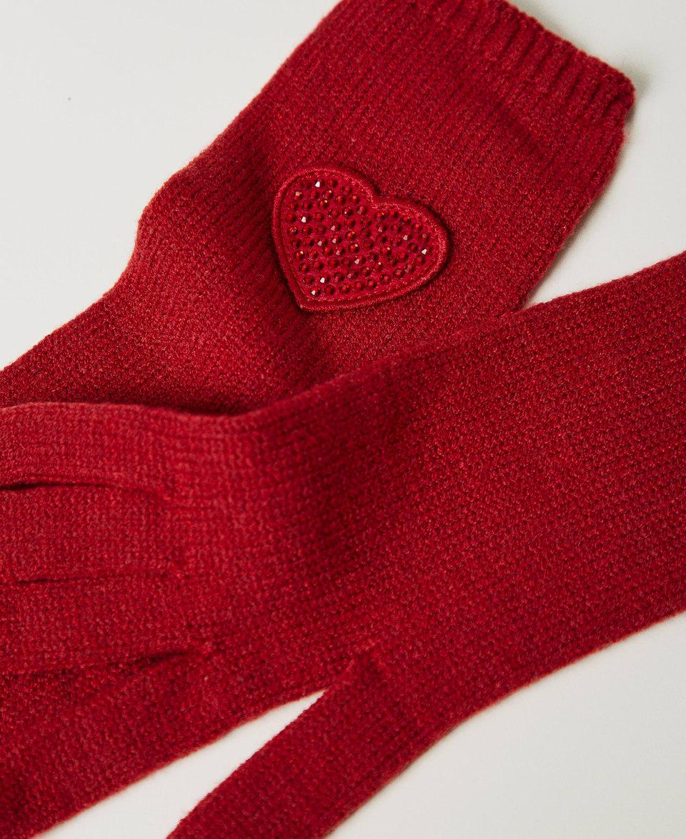 Twin Set Guanti in maglia con patch a cuore Saldi Di Fabbrica
