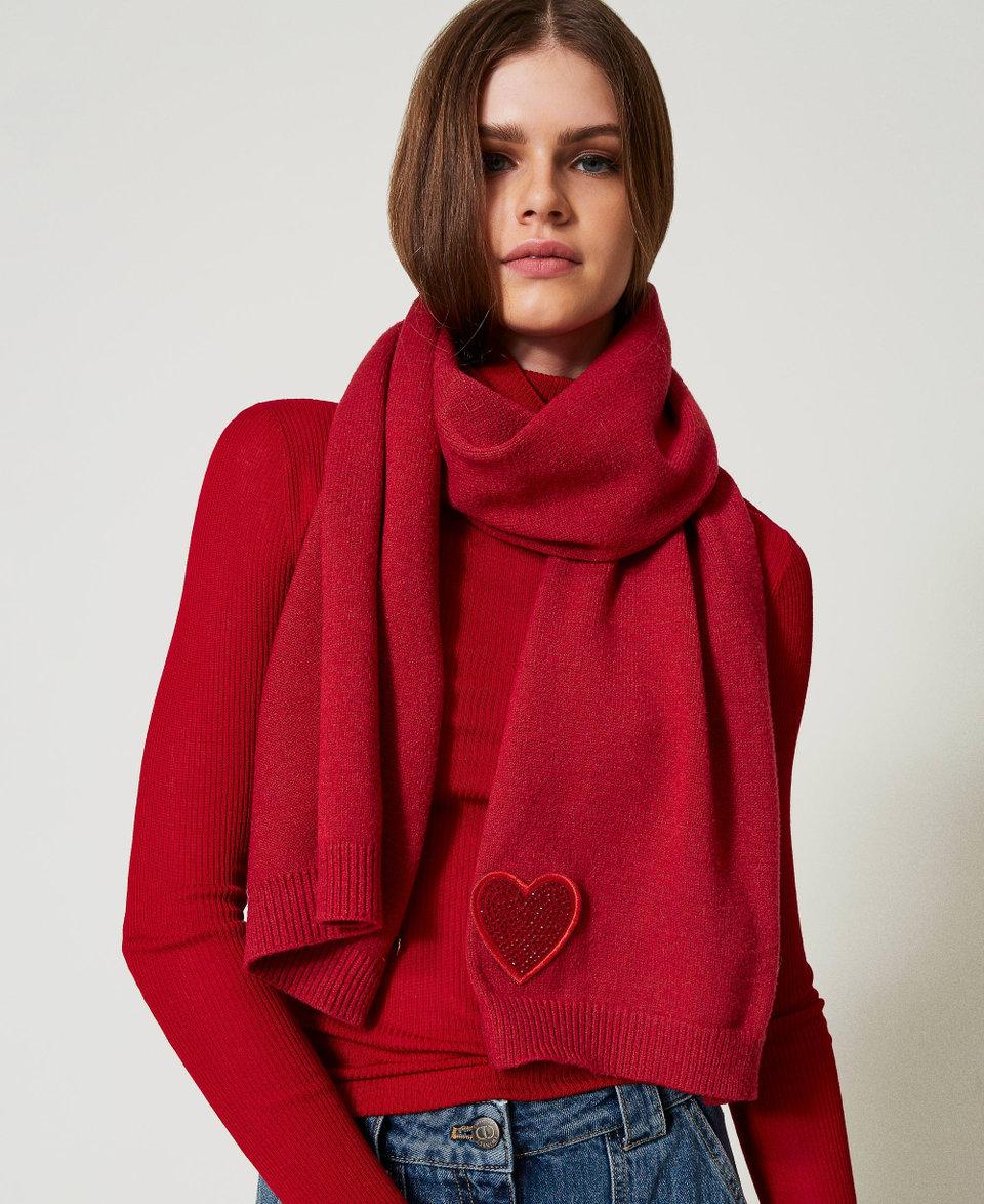 Twin Set Sciarpa in maglia con patch a cuore Vendite Flash