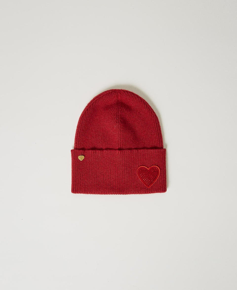 Twin Set Berretto in maglia con patch a cuore Negozio