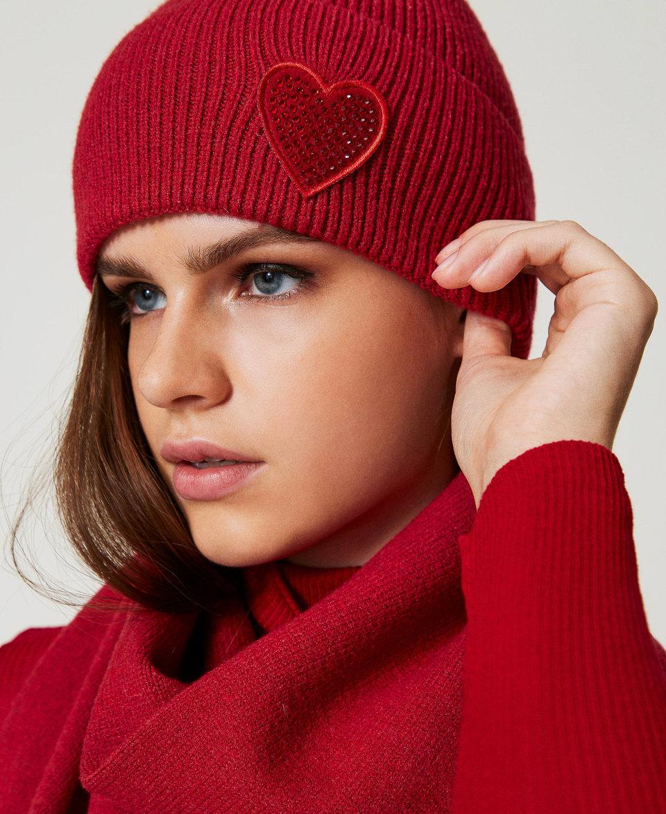 Twin Set Berretto in maglia con patch a cuore Negozio