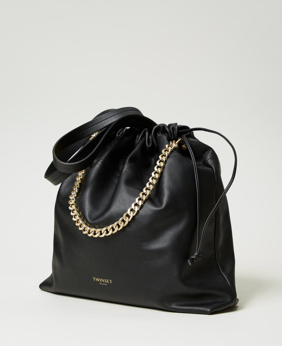 Twin Set Borsa shopper grande in pelle con coulisse Fino Al -60%