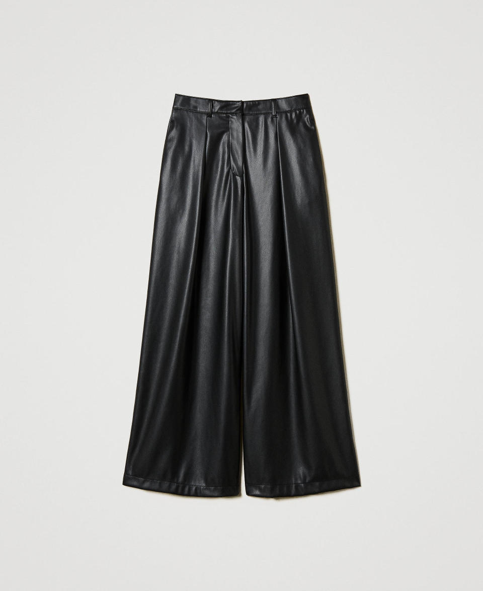 Twin Set Pantaloni wide leg effetto pelle Economico