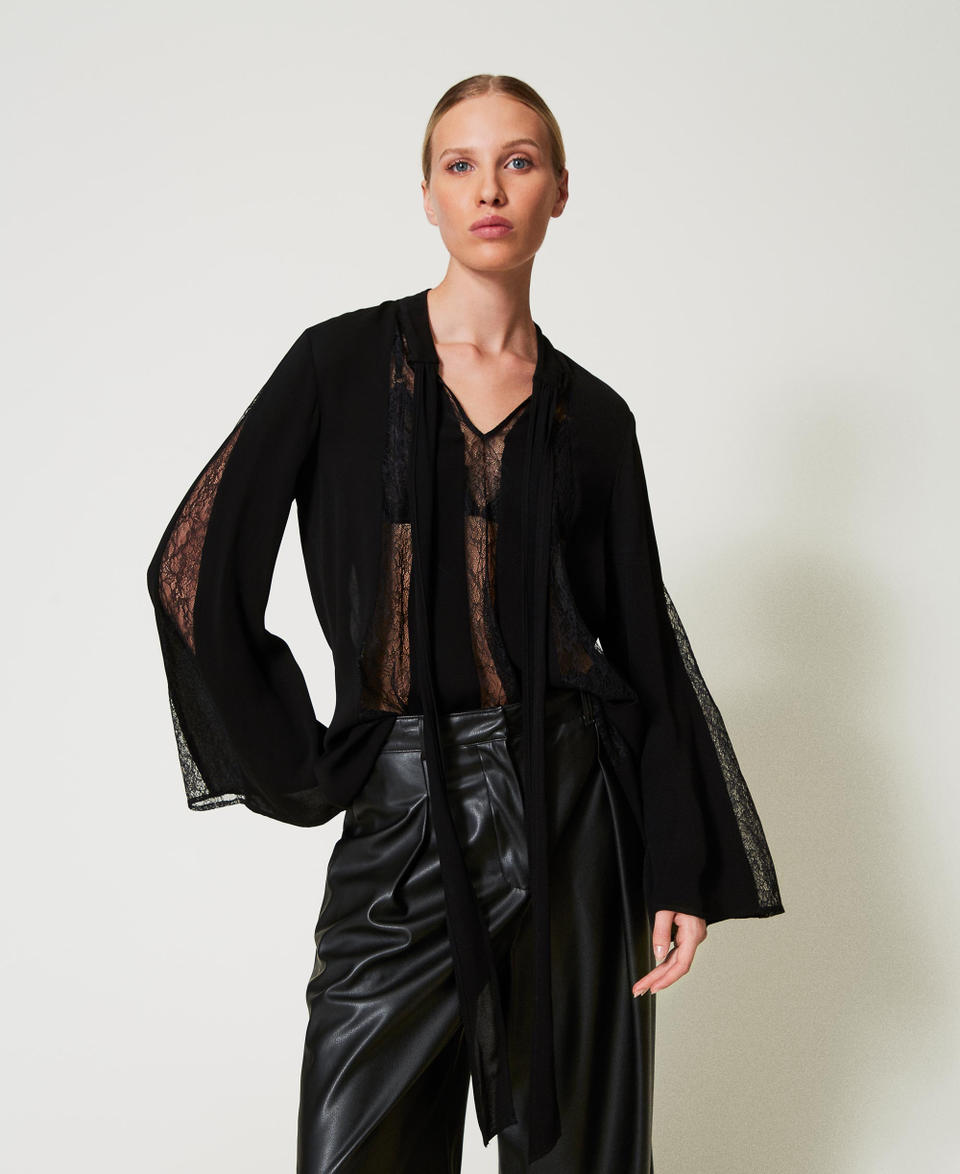 Twin Set Tunica in crêpe con pizzo Online