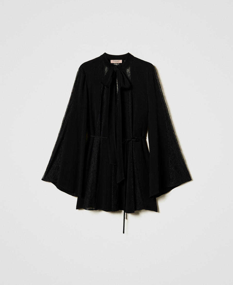 Twin Set Tunica in crêpe con pizzo Online