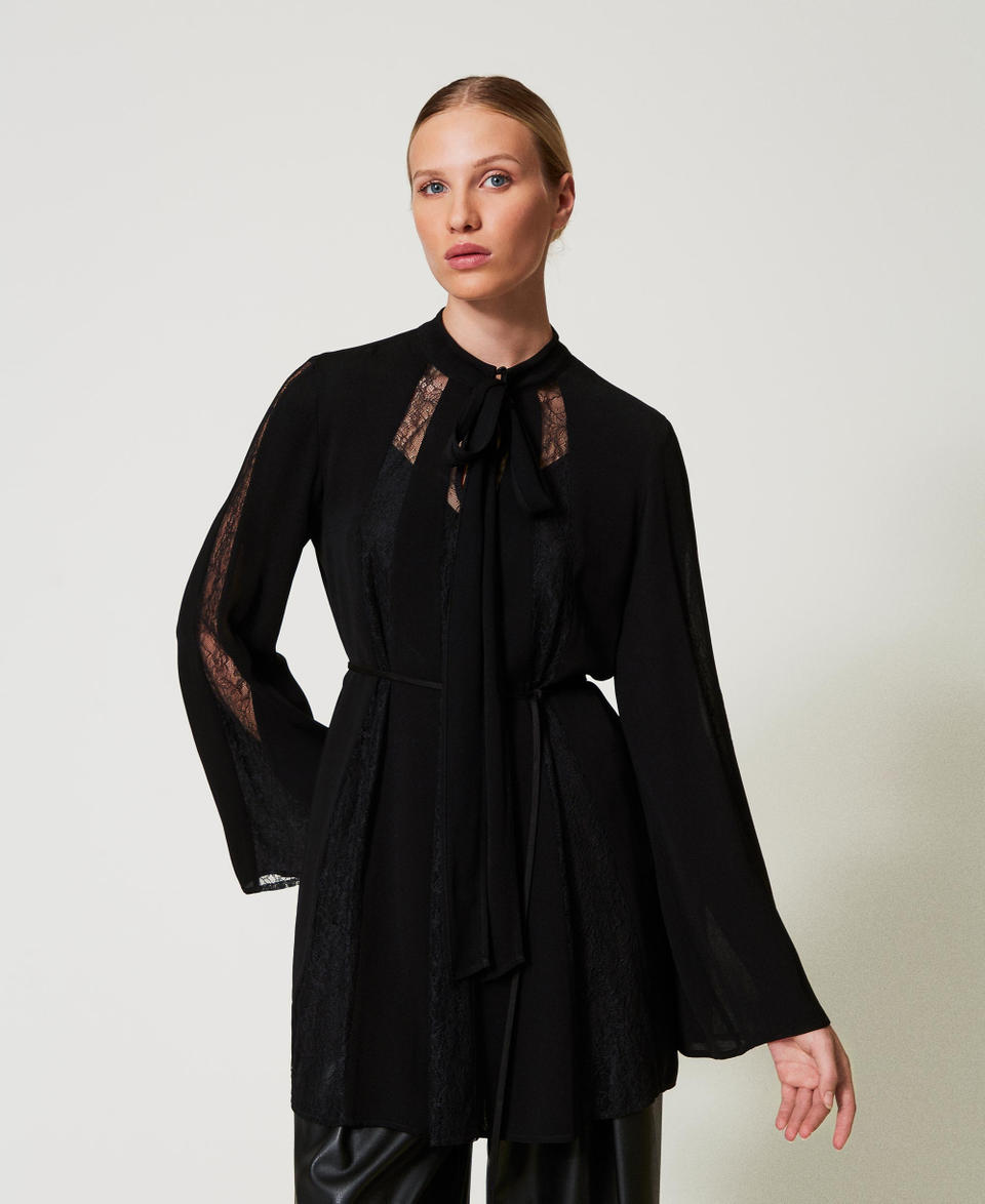 Twin Set Tunica in crêpe con pizzo Online
