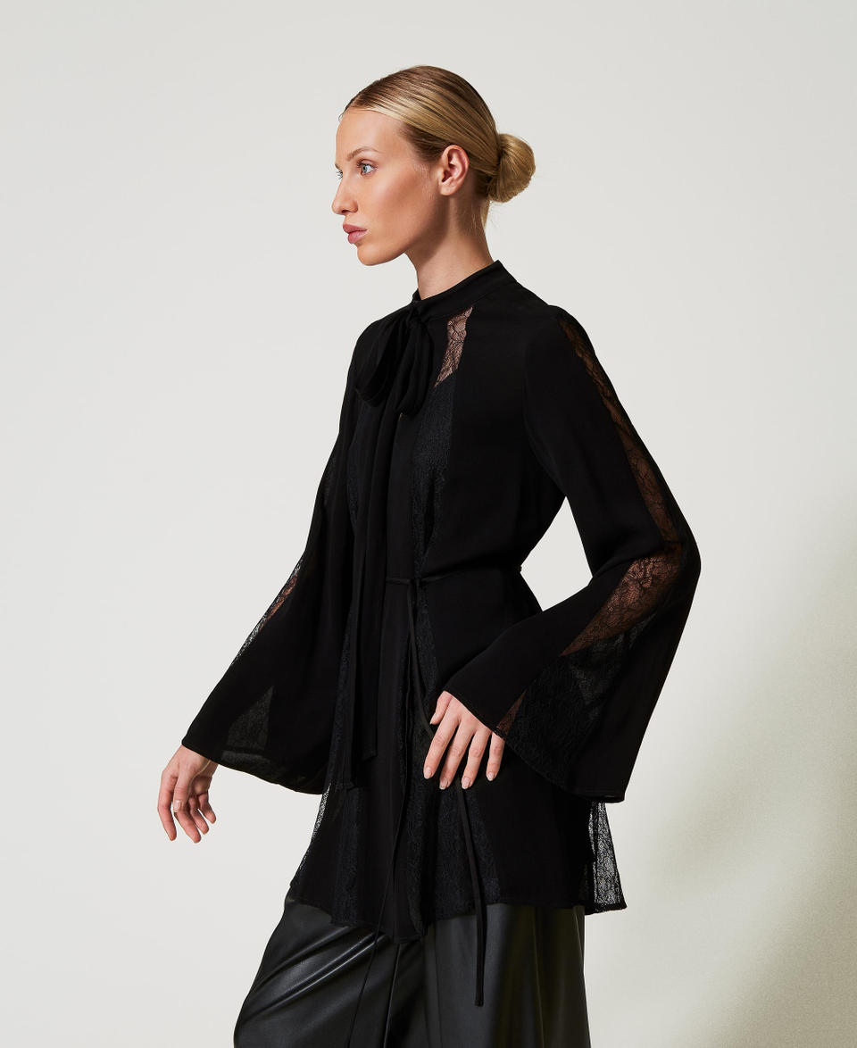 Twin Set Tunica in crêpe con pizzo Online