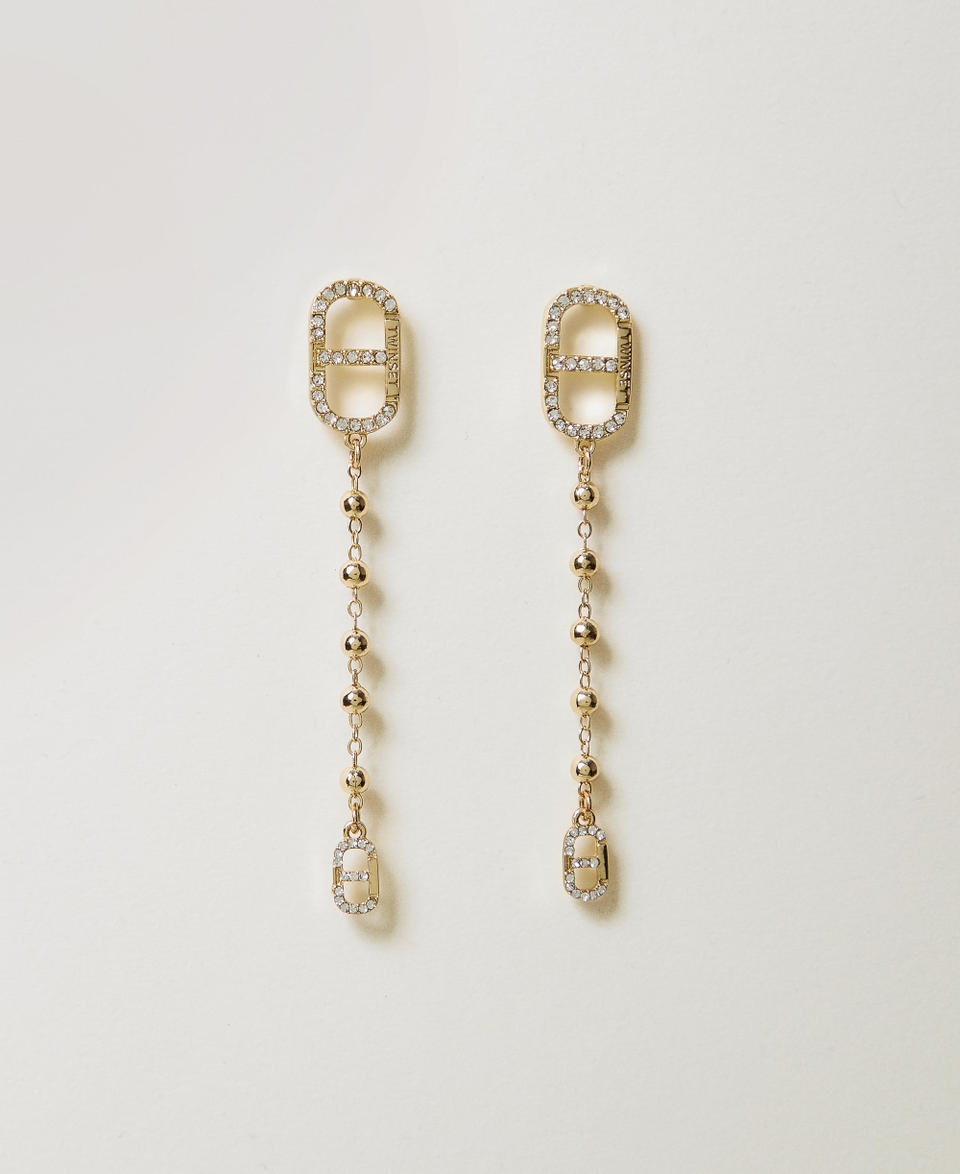 Twin Set Orecchini pendenti con strass e Oval T Vendita Economica