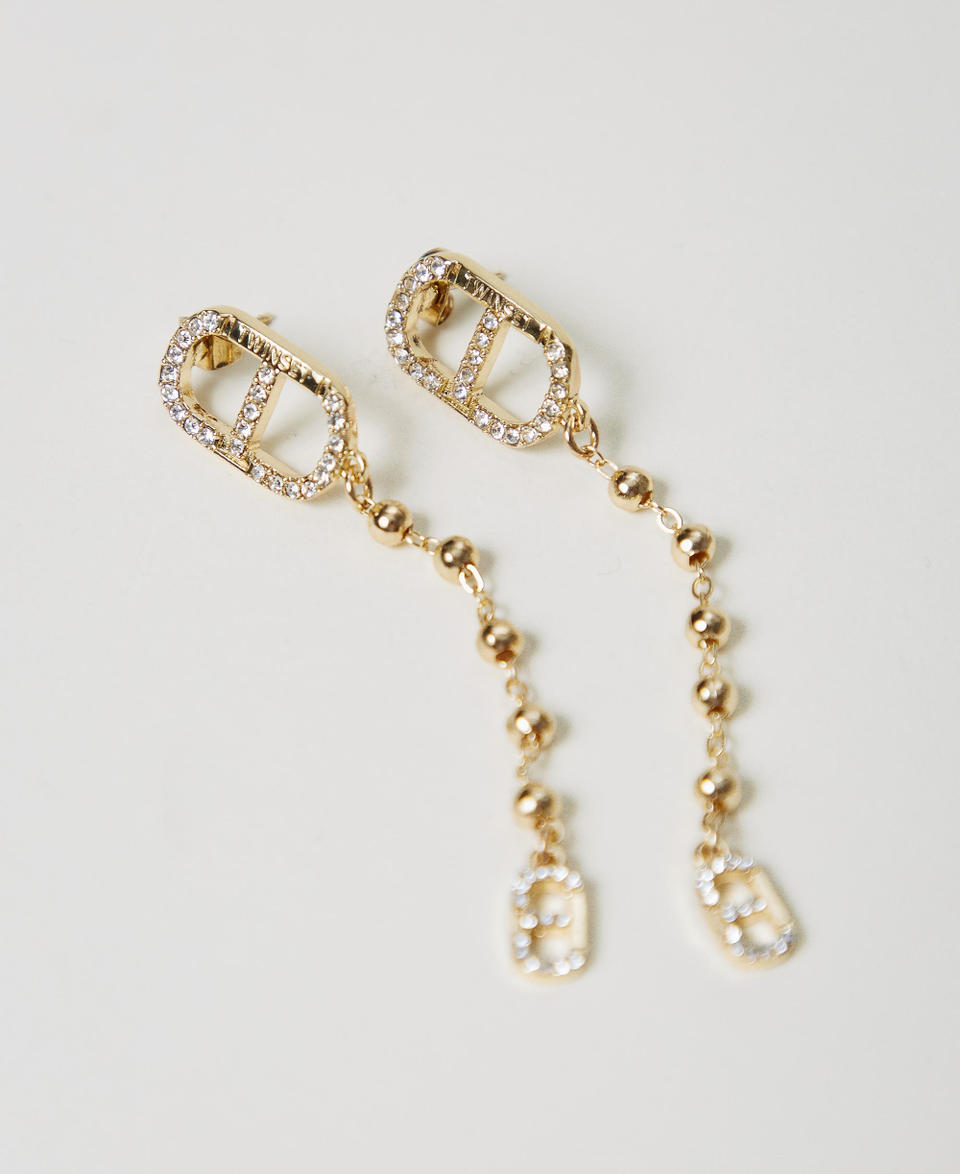 Twin Set Orecchini pendenti con strass e Oval T Vendita Economica