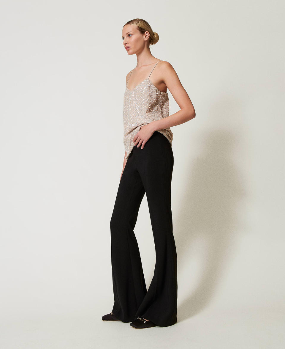 Twin Set Pantaloni flare in crêpe fluido Negozio