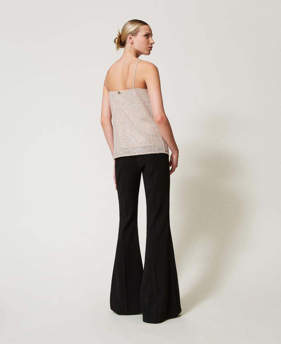 Twin Set Pantaloni flare in crêpe fluido Negozio