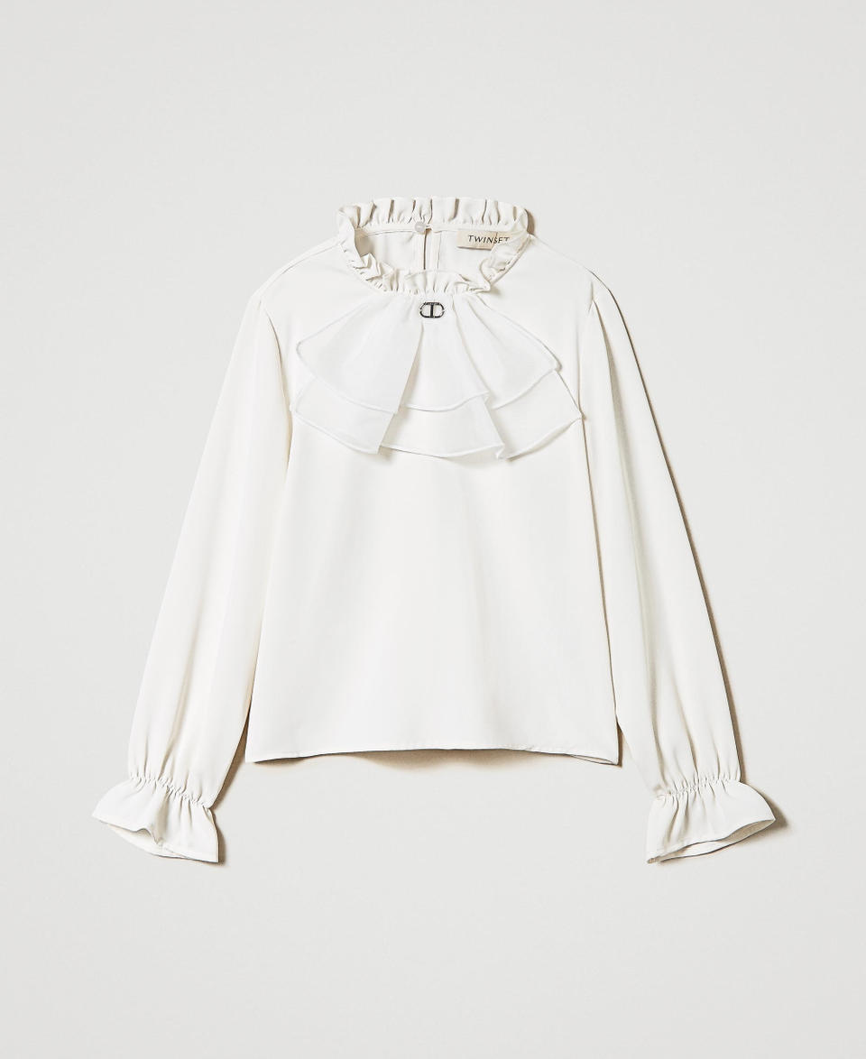 Twin Set Blusa in crêpe de Chine con jabot Promozione