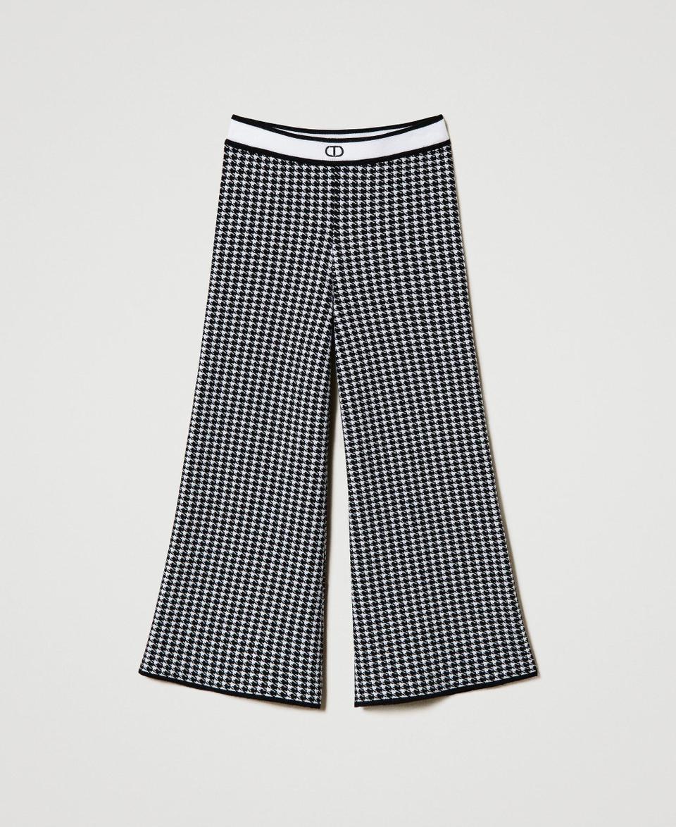 Twin Set Pantaloni in maglia jacquard pied de poule Spedizione Gratuita