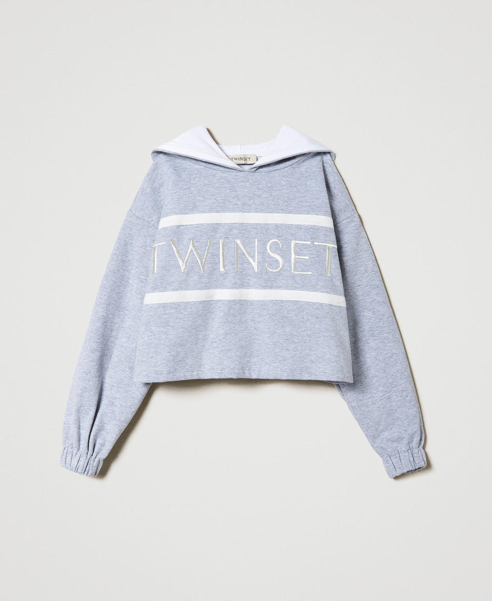 Twin Set Felpa cropped con logo ricamato Soddisfazione Garantita