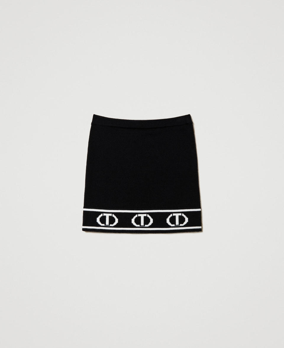 Twin Set Gonna corta in maglia con Oval T jacquard Consegna Veloce