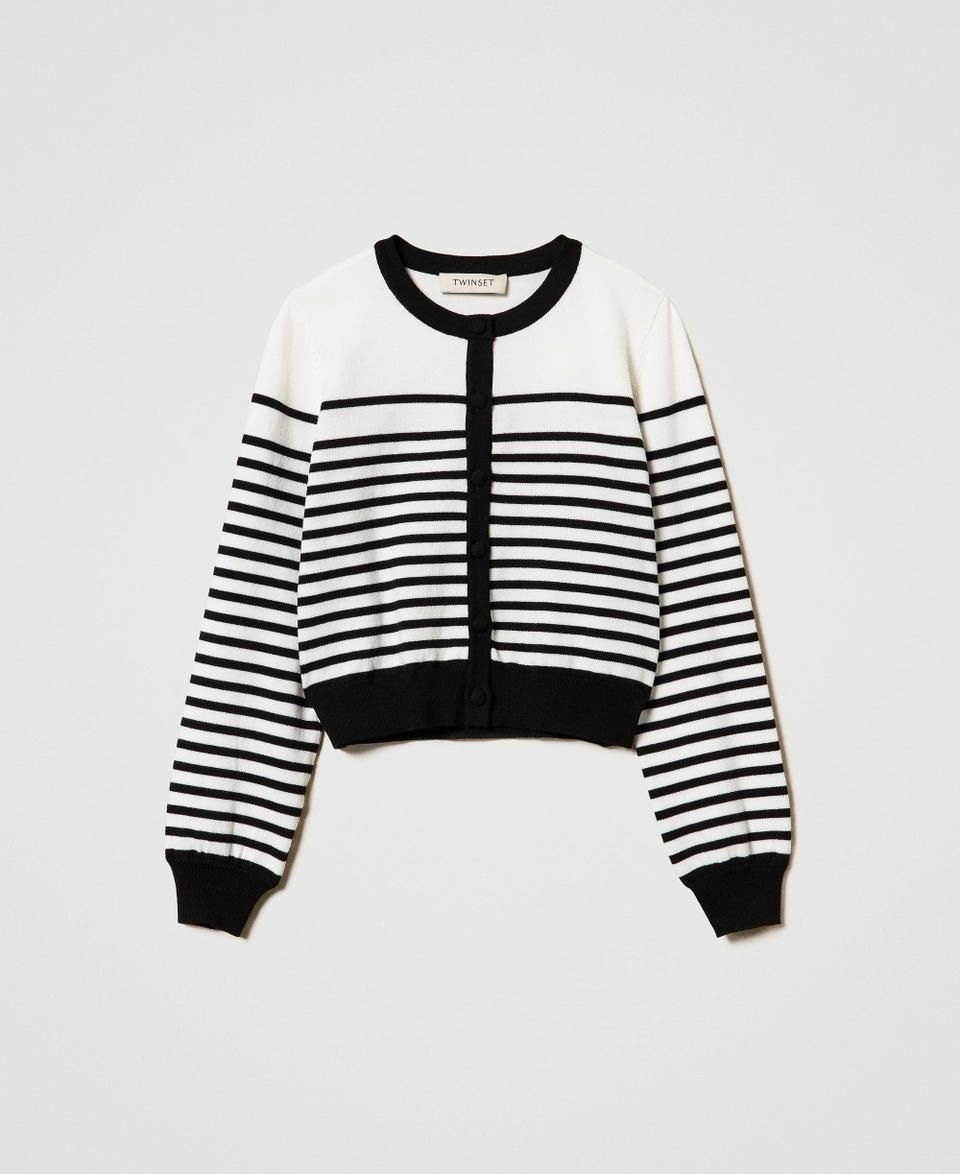 Twin Set Cardigan a righe con logo jacquard Promozione Limitata