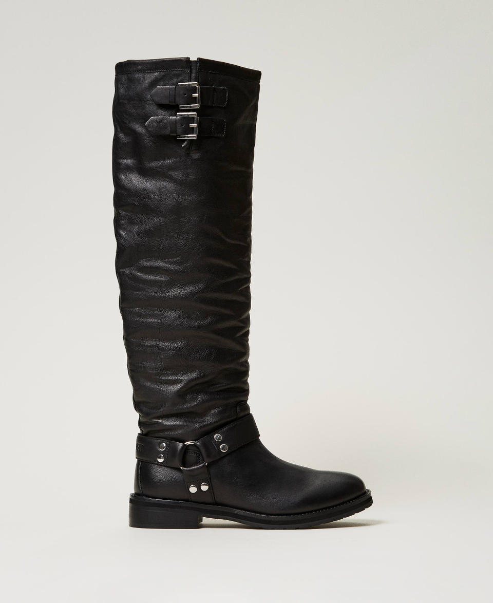Twin Set Stivali alti 'Darcy' in pelle con cinturini Outlet