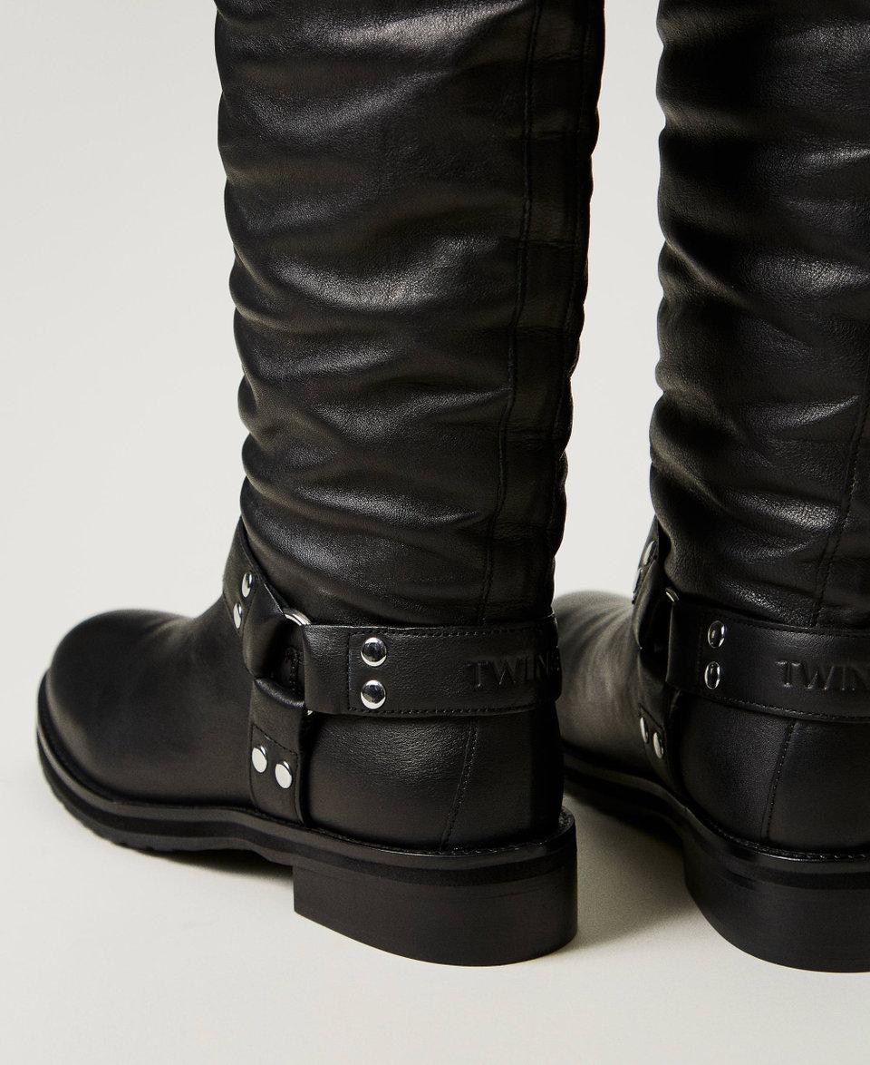 Twin Set Stivali alti 'Darcy' in pelle con cinturini Outlet