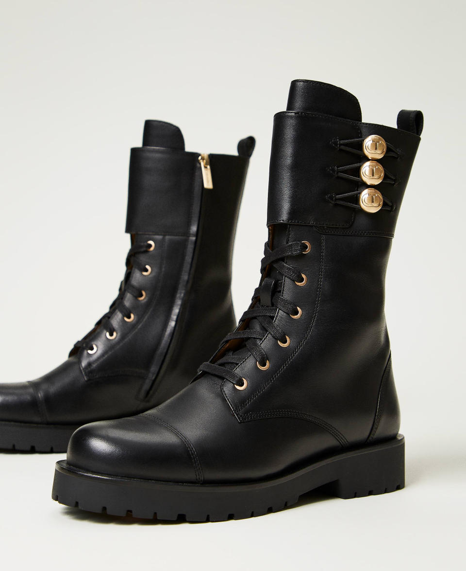 Twin Set Anfibi in pelle con bottoni Hotsell